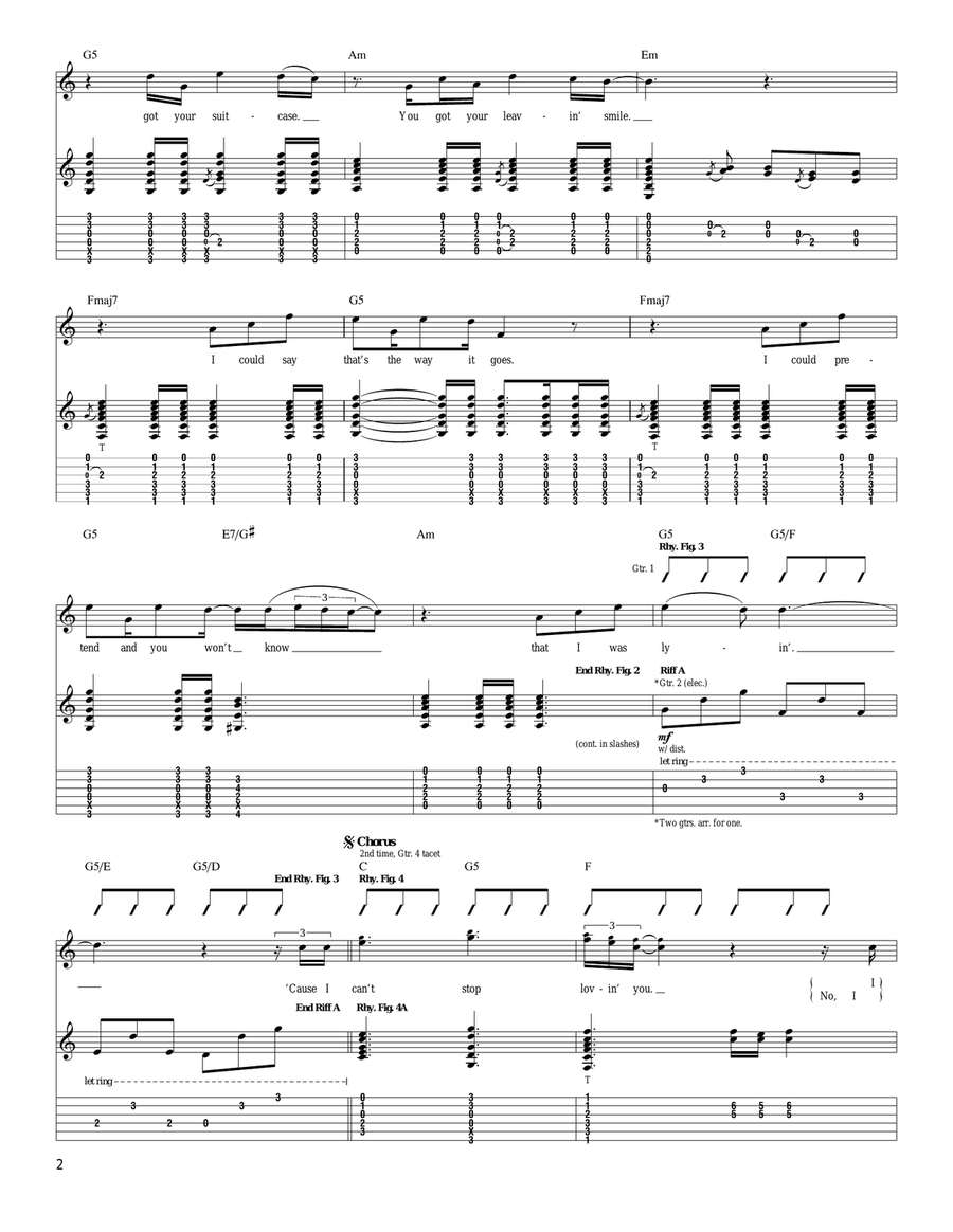 Can't Stop Loving You (Though I Try) Acoustic Guitar scores gallery preview page 2