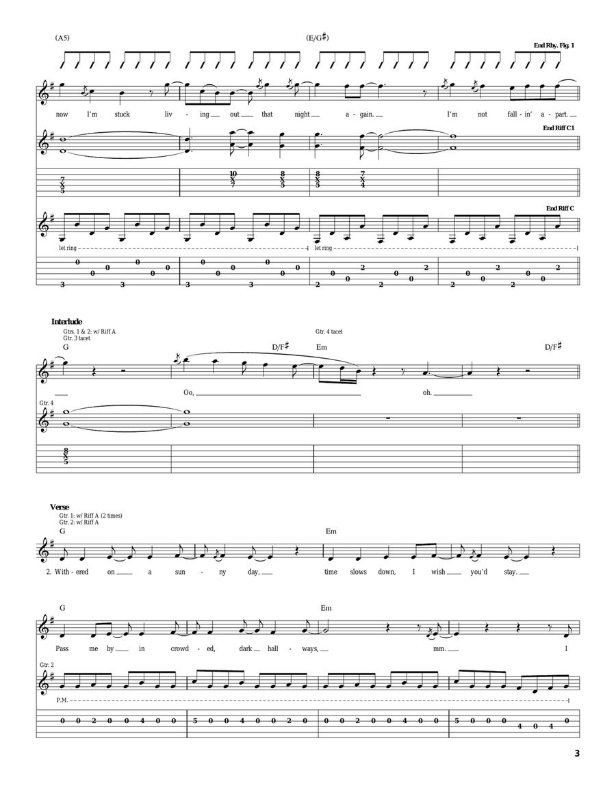 Not Falling Apart Acoustic Guitar scores gallery preview page 3
