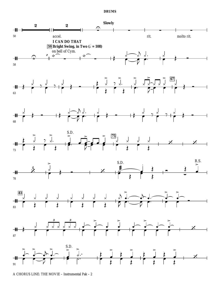 A Chorus Line (Medley) (arr. Ed Lojeski) - Drums Choir scores gallery preview page 2