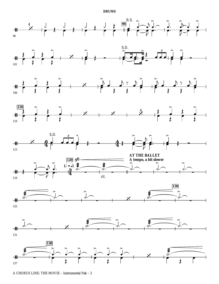 A Chorus Line (Medley) (arr. Ed Lojeski) - Drums Choir scores gallery preview page 3
