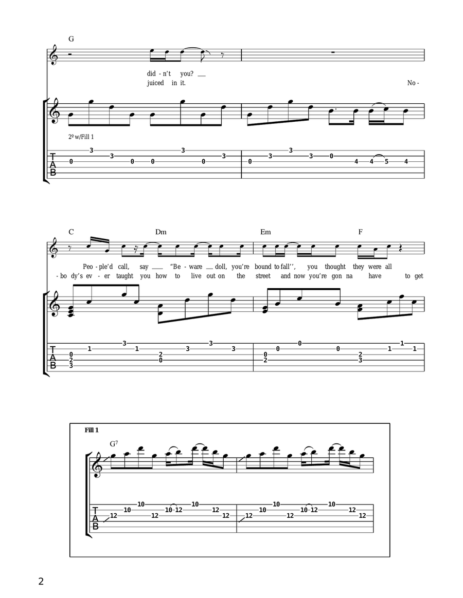 Like A Rolling Stone Like A Rolling Stone Acoustic Guitar scores gallery preview page 2