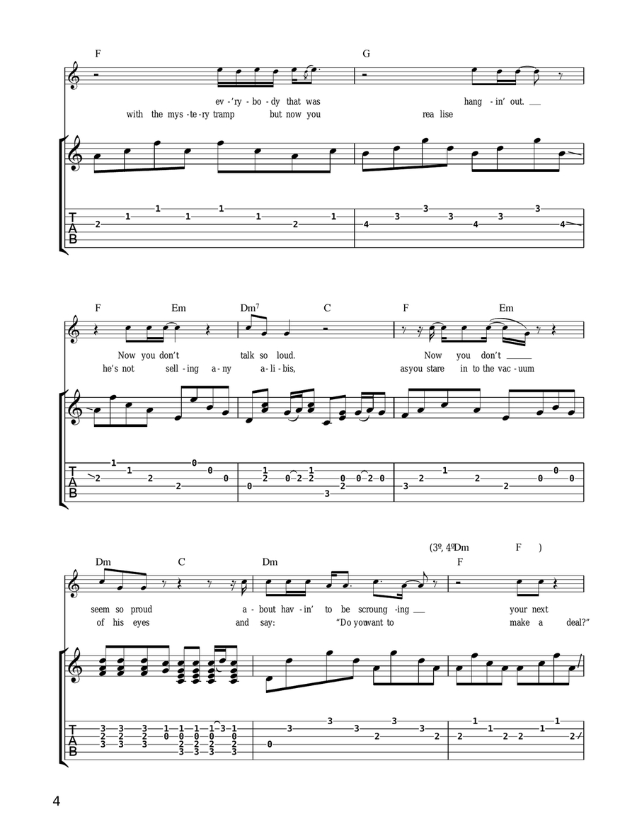 Like A Rolling Stone Like A Rolling Stone Acoustic Guitar scores gallery preview page 4