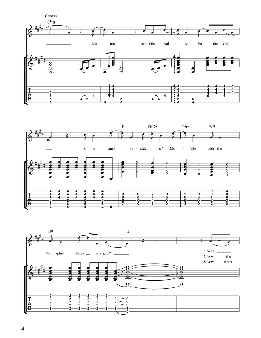 Stuck Inside Of Mobile With The Memphis Blues Again Acoustic Guitar scores gallery preview page 4