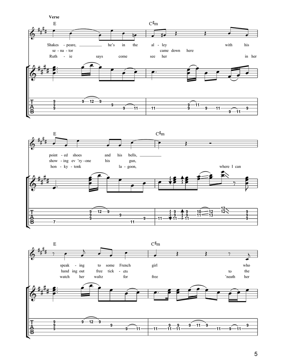 Stuck Inside Of Mobile With The Memphis Blues Again Acoustic Guitar scores gallery preview page 5