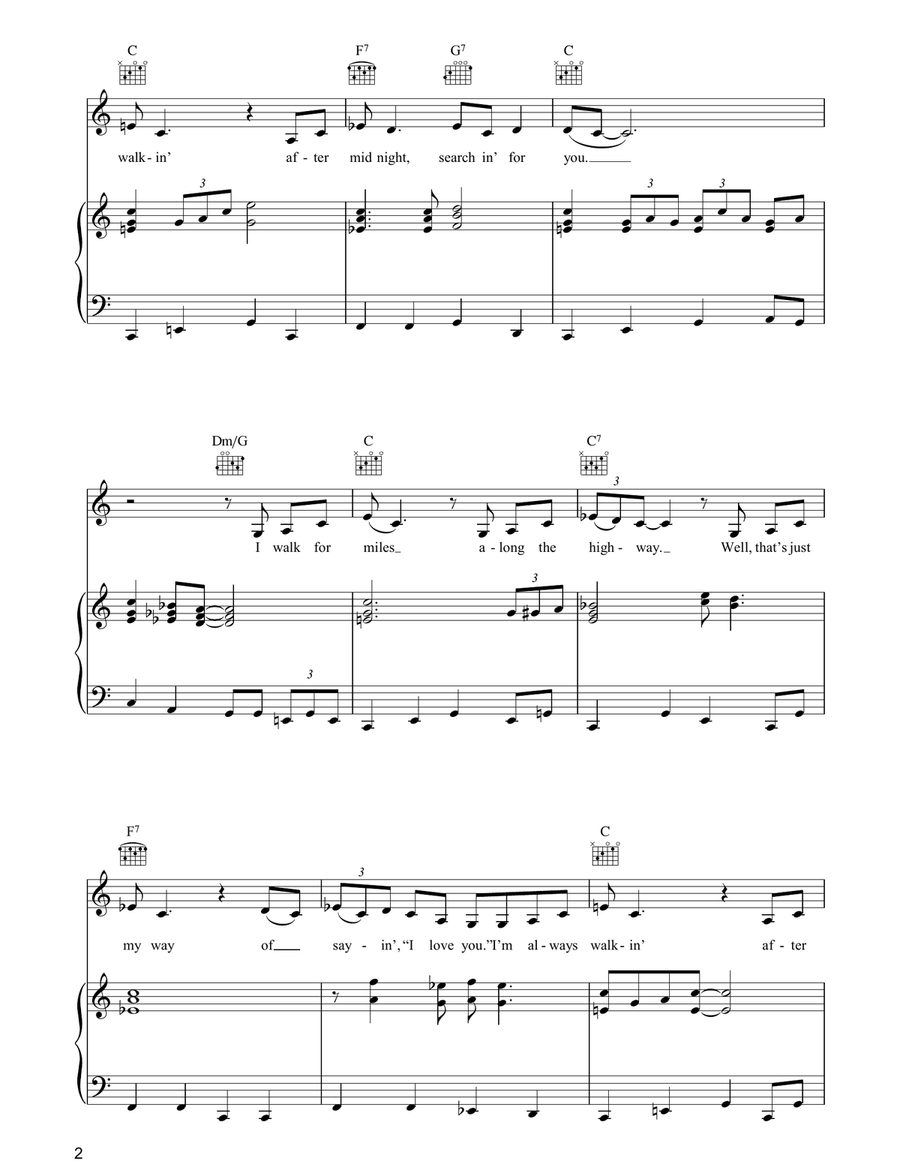 Walkin' After Midnight Walkin' After Midnight Piano, Vocal, Guitar scores gallery preview page 2