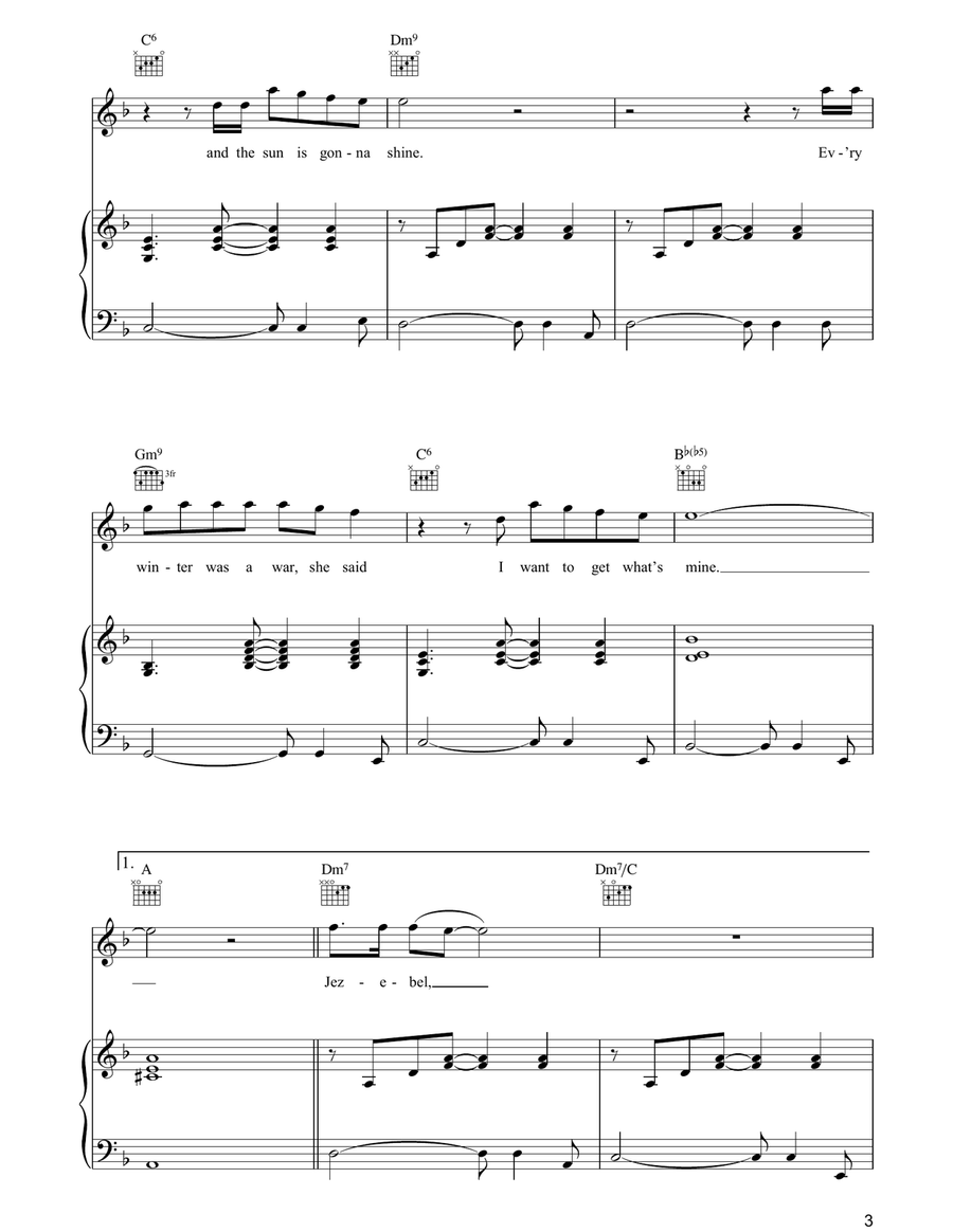 Jezebel Piano, Vocal, Guitar scores gallery preview page 3