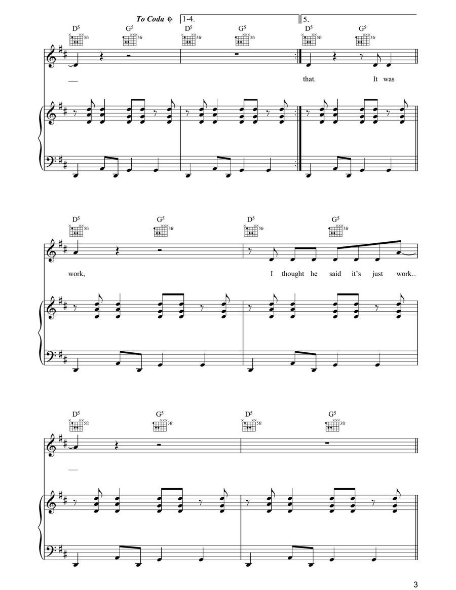 Work Work Piano, Vocal, Guitar scores gallery preview page 3