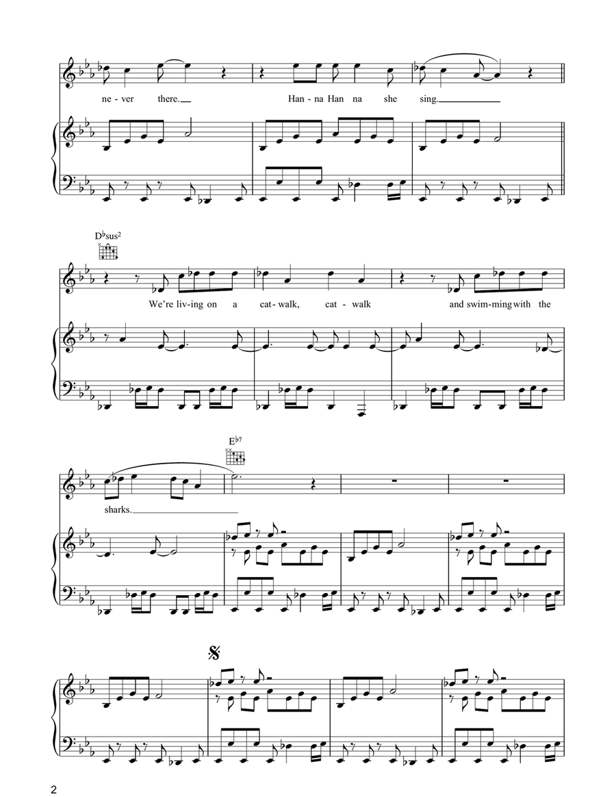 Hanna Hanna Hanna Hanna Piano, Vocal, Guitar scores gallery preview page 2