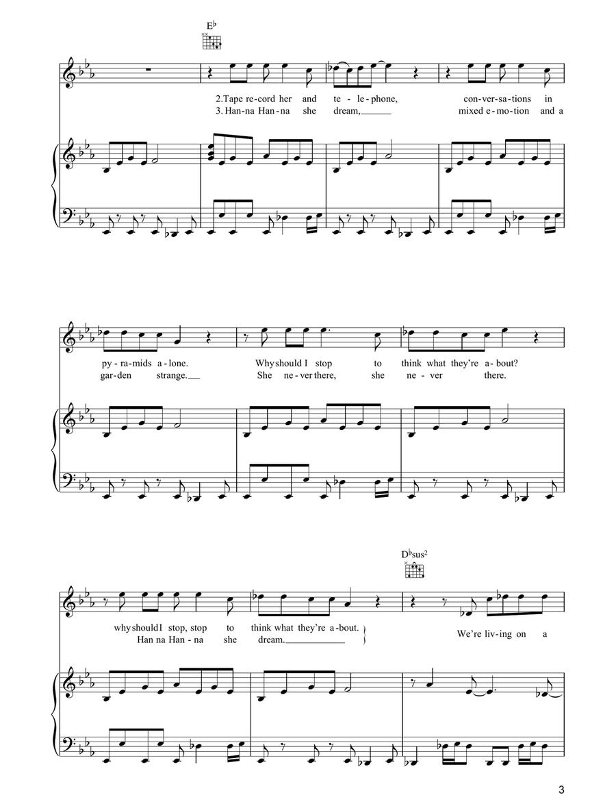 Hanna Hanna Hanna Hanna Piano, Vocal, Guitar scores gallery preview page 3