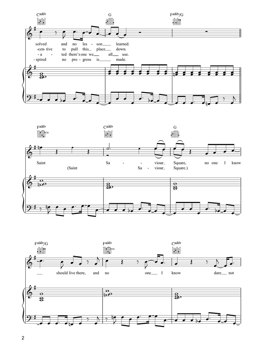 St. Saviour Square St. Saviour Square Piano, Vocal, Guitar scores gallery preview page 2
