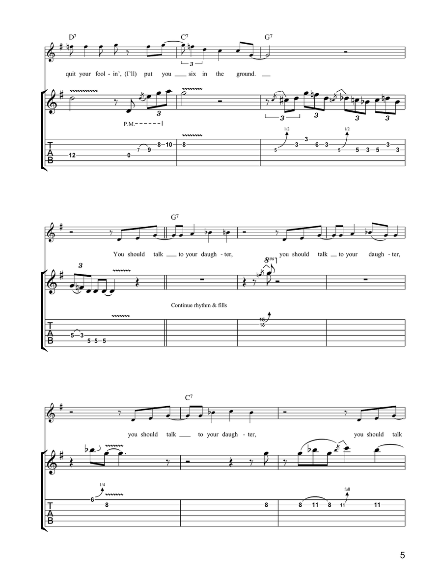 Mama, Talk To Your Daughter Electric Guitar scores gallery preview page 5