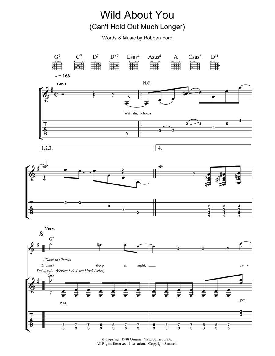 Wild About You (Can't Hold Out Much Longer) Electric Guitar scores gallery preview page 1