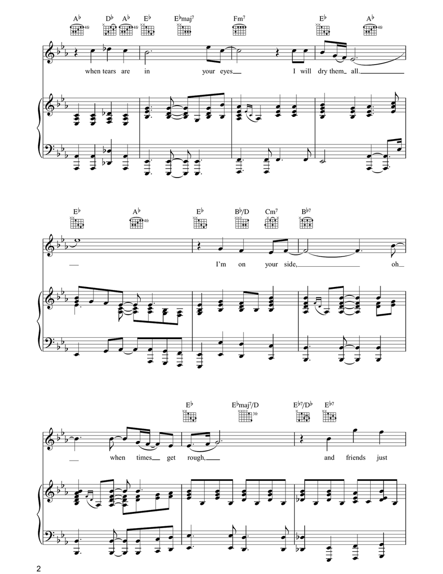 Bridge Over Troubled Water Piano, Vocal, Guitar scores gallery preview page 2