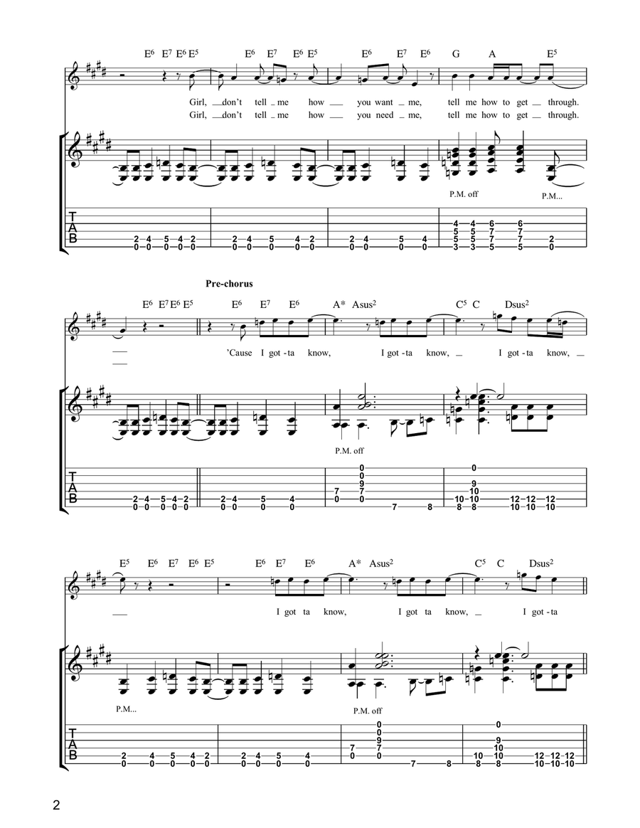 Shallow Shallow Guitar Tablature scores gallery preview page 2
