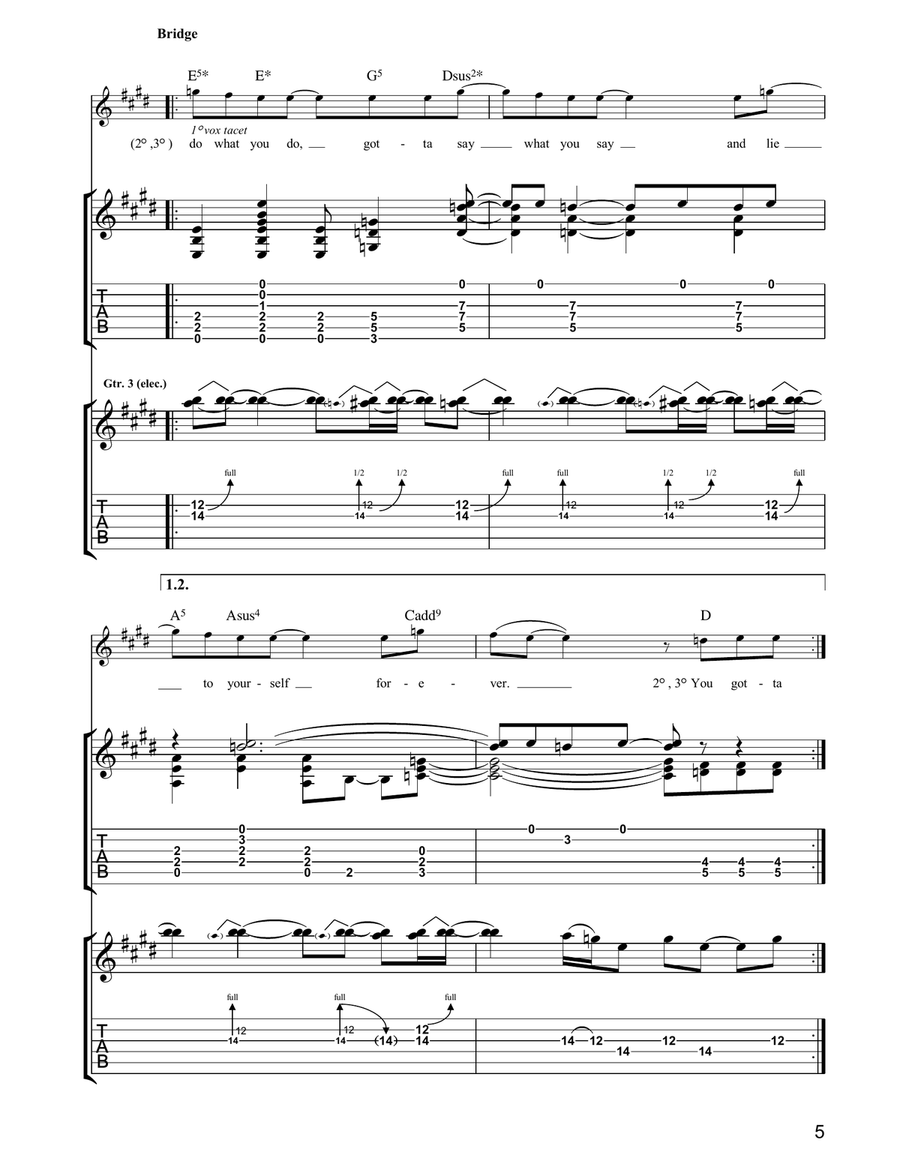 Shallow Shallow Guitar Tablature scores gallery preview page 5