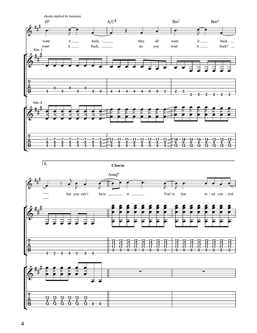 She's Lost Total Control She's Lost Total Control Guitar Tablature scores gallery preview page 4