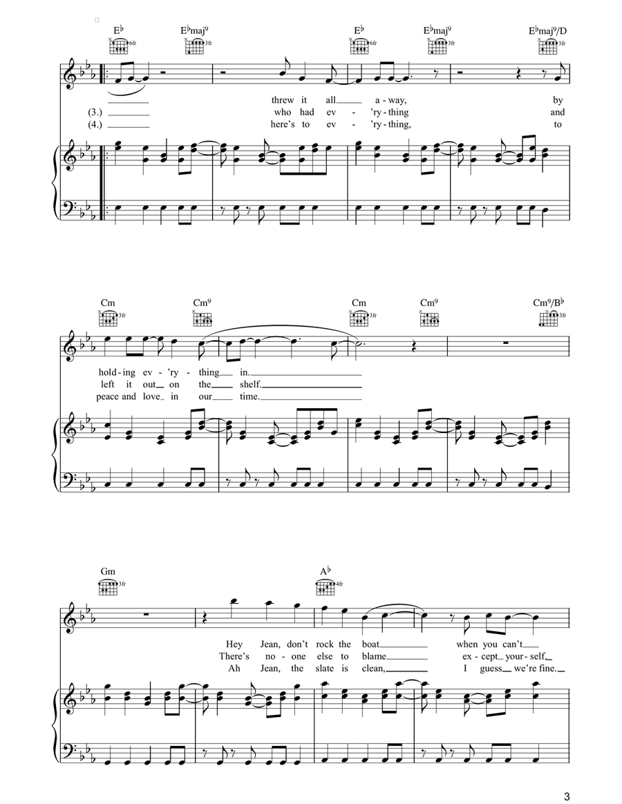 Selfish Jean Selfish Jean Piano, Vocal, Guitar scores gallery preview page 3