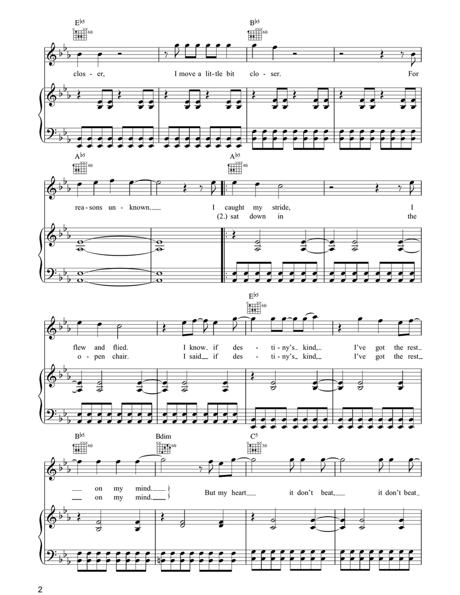 For Reasons Unknown Piano, Vocal, Guitar scores gallery preview page 2
