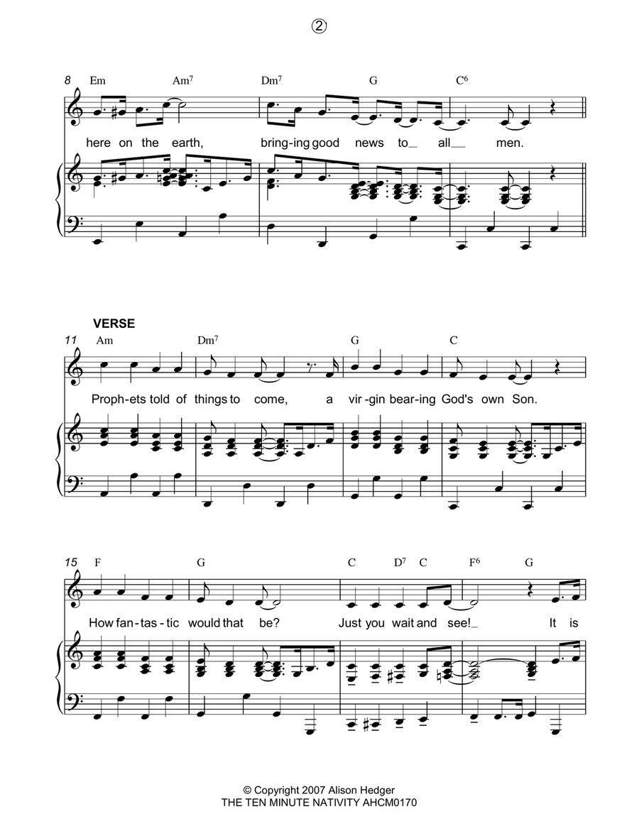 Song One / Instrumental Introduction (from The Ten Minute Nativity) Piano, Vocal, Guitar scores gallery preview page 2