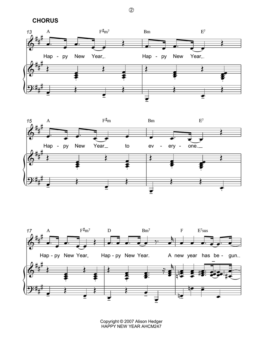 Happy New Year Happy New Year Piano, Vocal, Guitar scores gallery preview page 2