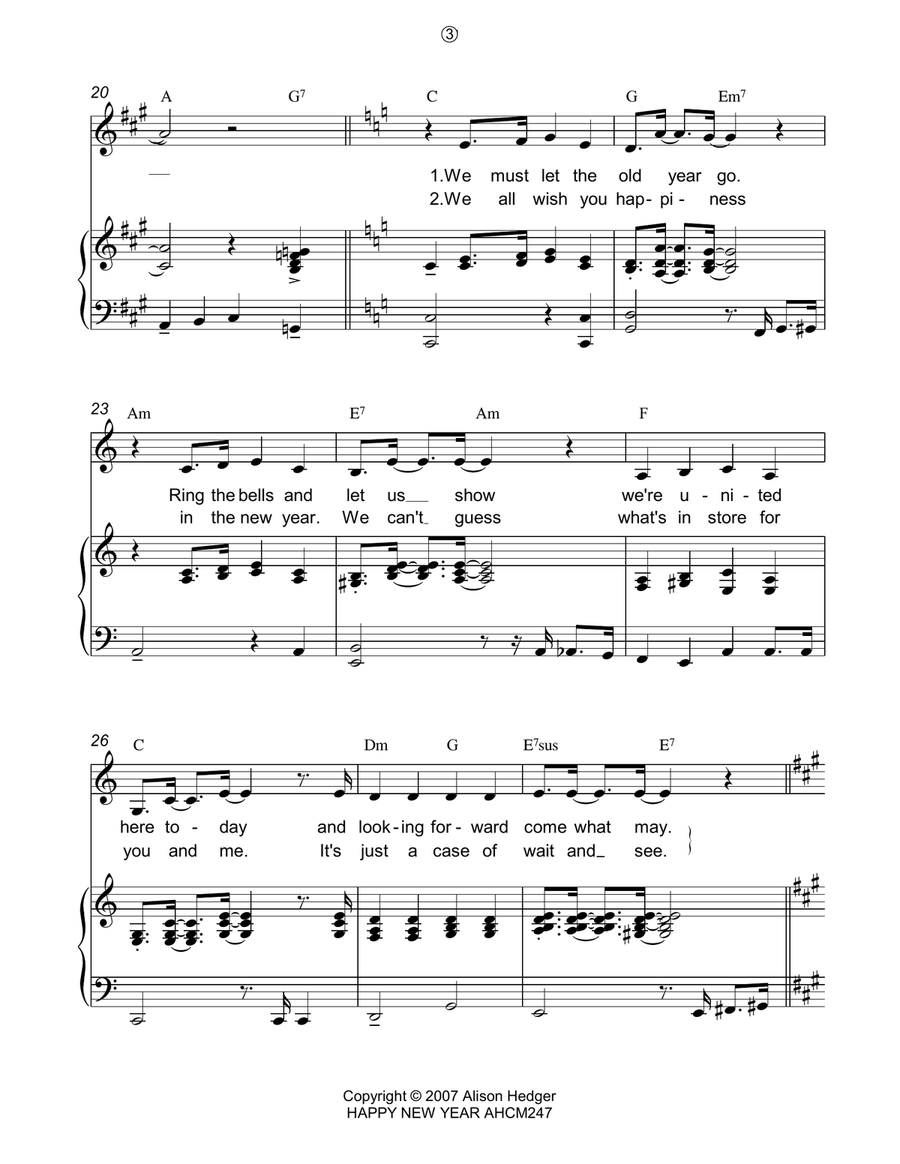 Happy New Year Happy New Year Piano, Vocal, Guitar scores gallery preview page 3