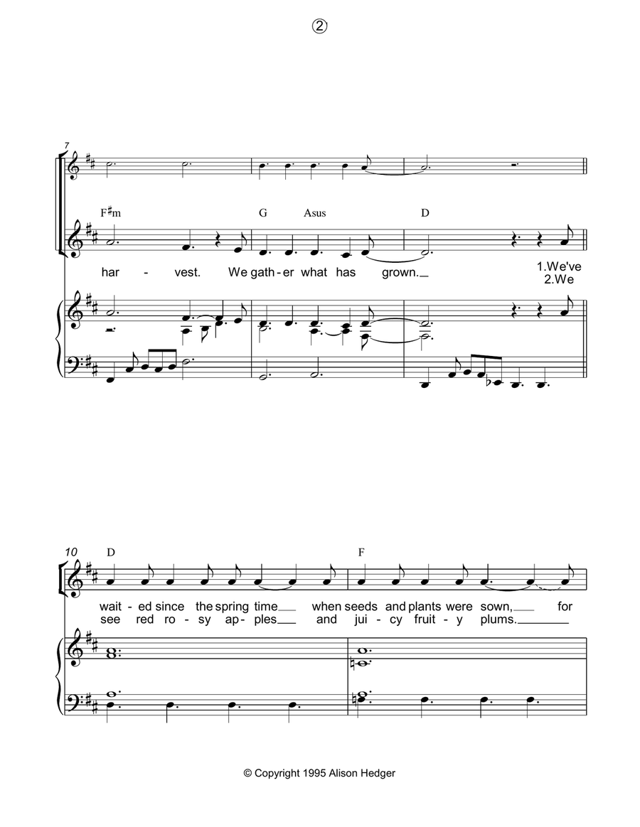 A Song For Harvest A Song For Harvest Piano, Vocal, Guitar scores gallery preview page 2