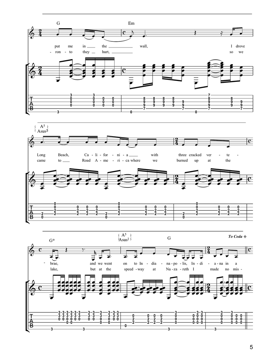 Speedway At Nazareth Speedway At Nazareth Acoustic Guitar scores gallery preview page 5