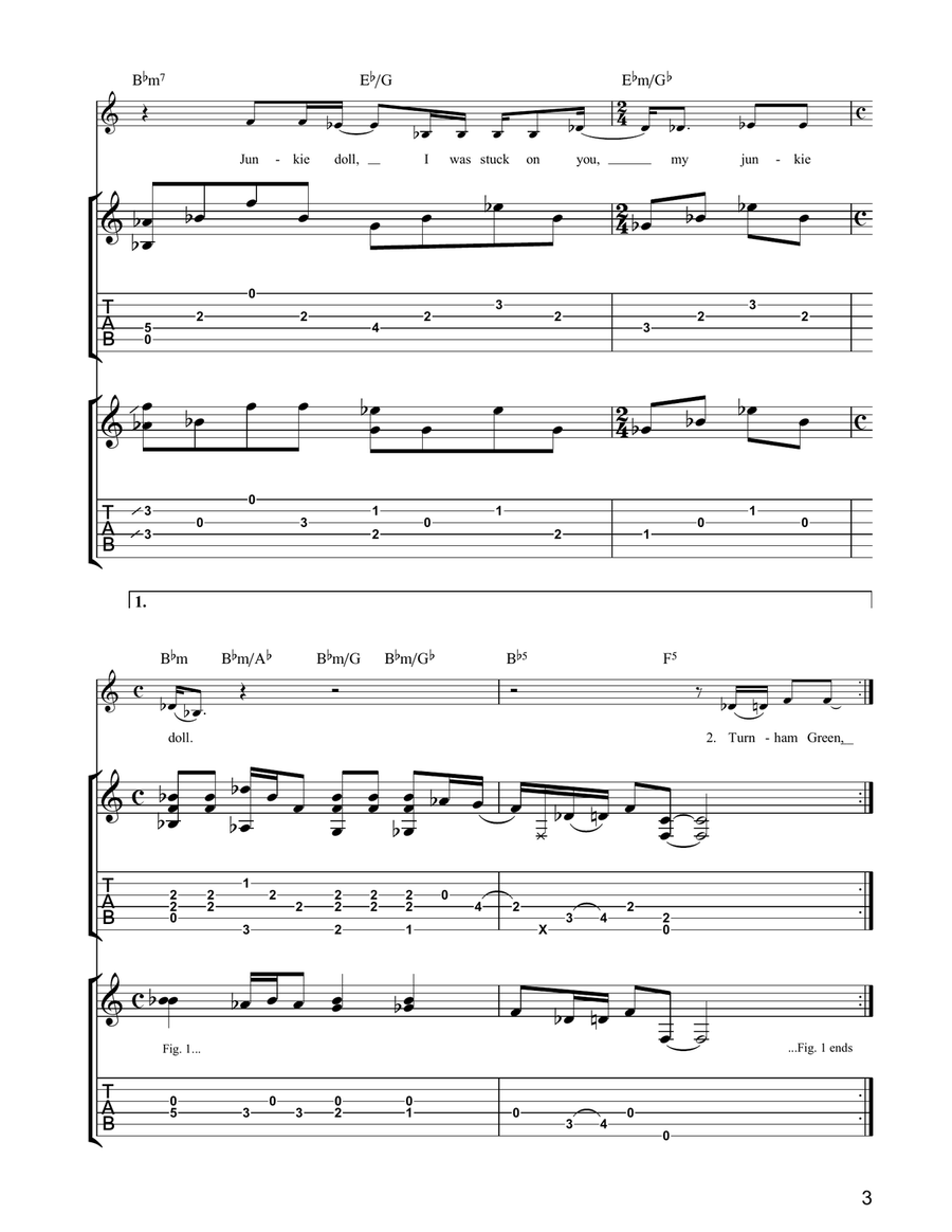 Junkie Doll Junkie Doll Guitar Tablature scores gallery preview page 3