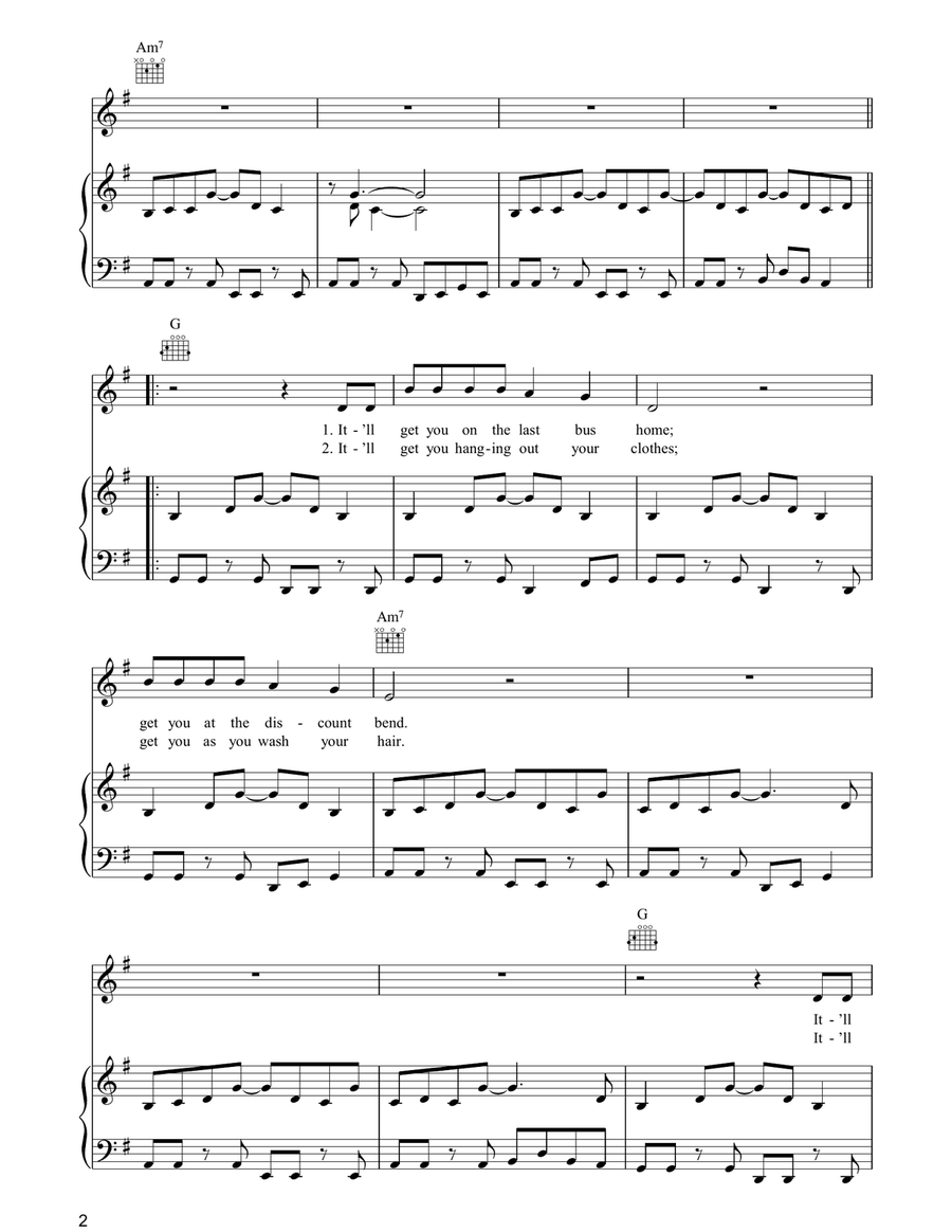 4am 4am Piano, Vocal, Guitar scores gallery preview page 2