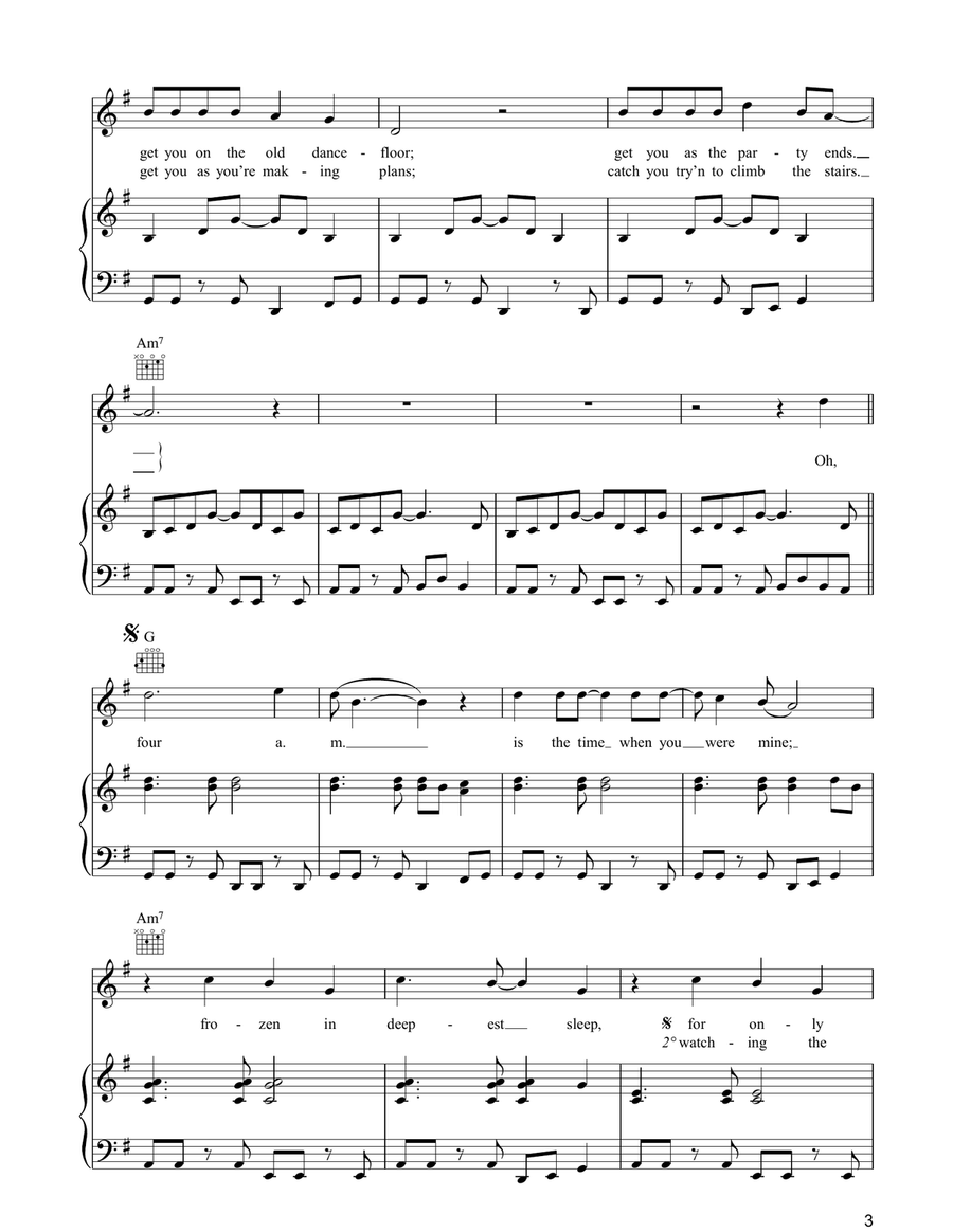 4am 4am Piano, Vocal, Guitar scores gallery preview page 3