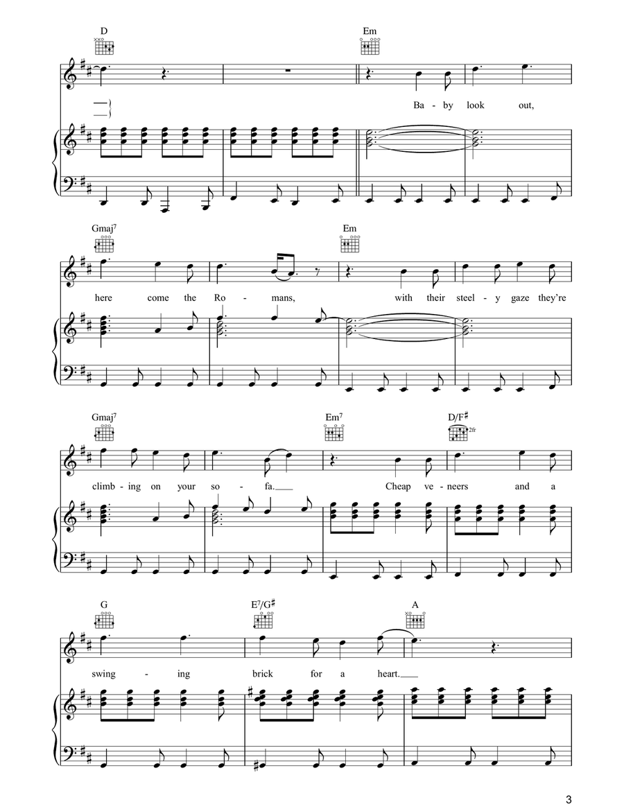 Here Come The Romans Here Come The Romans Piano, Vocal, Guitar scores gallery preview page 3
