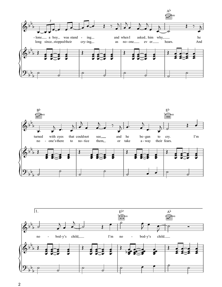 Nobody's Child Piano, Vocal, Guitar scores gallery preview page 2