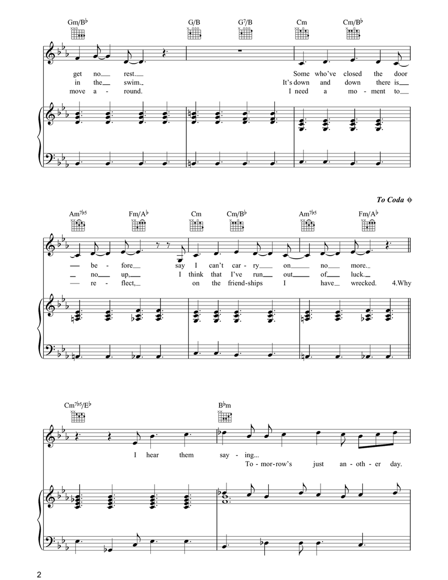 Tomorrow's Just Another Day Piano, Vocal, Guitar scores gallery preview page 2