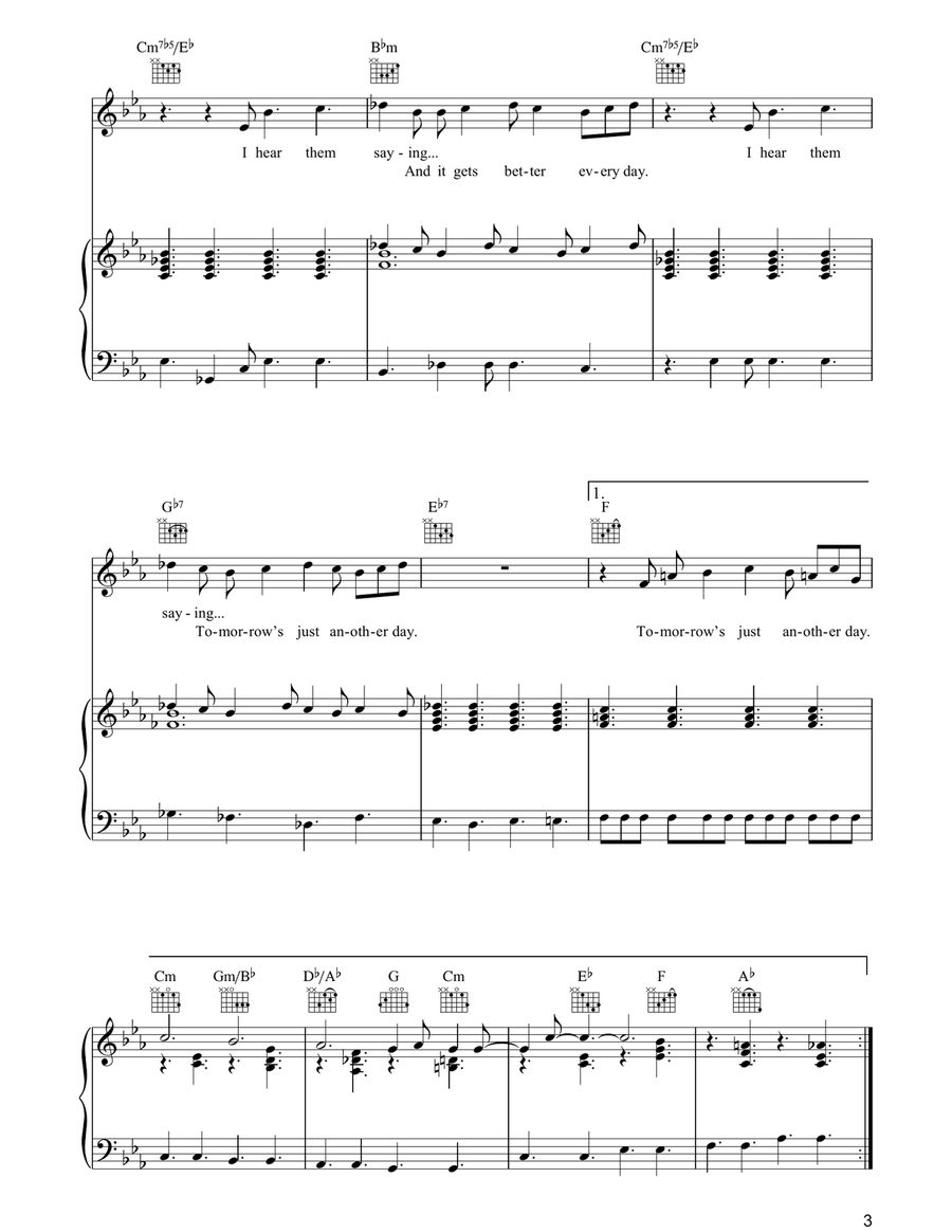 Tomorrow's Just Another Day Piano, Vocal, Guitar scores gallery preview page 3