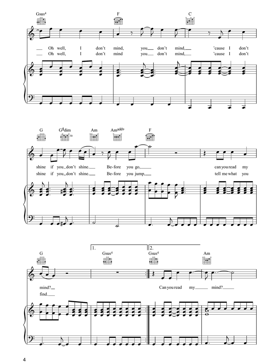 Read My Mind Read My Mind Piano, Vocal, Guitar scores gallery preview page 4