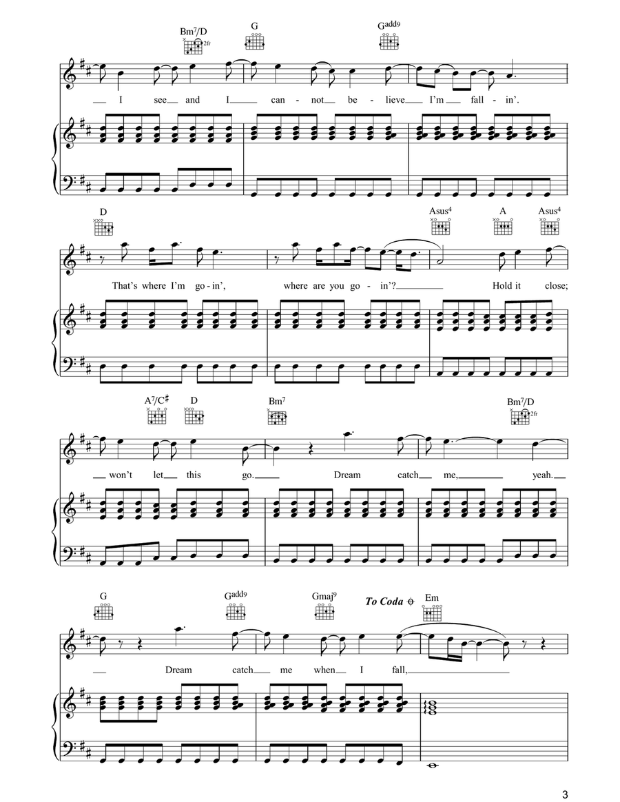 Dream Catch Me Dream Catch Me Piano, Vocal, Guitar scores gallery preview page 3