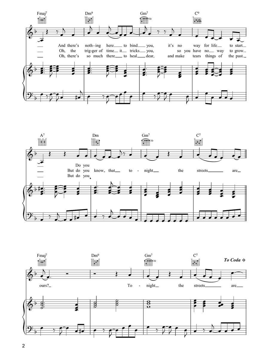 Tonight The Streets Are Ours Piano, Vocal, Guitar scores gallery preview page 2