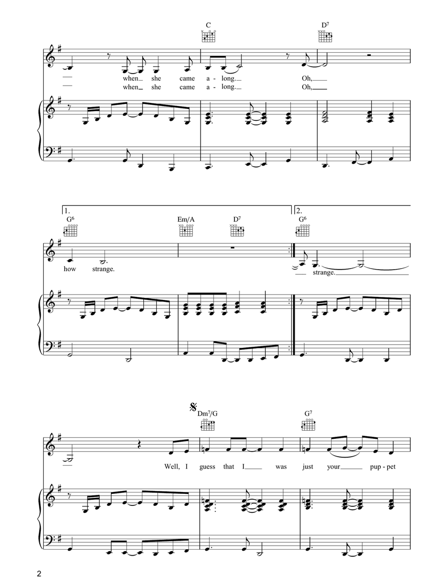 Strange Strange Piano, Vocal, Guitar scores gallery preview page 2