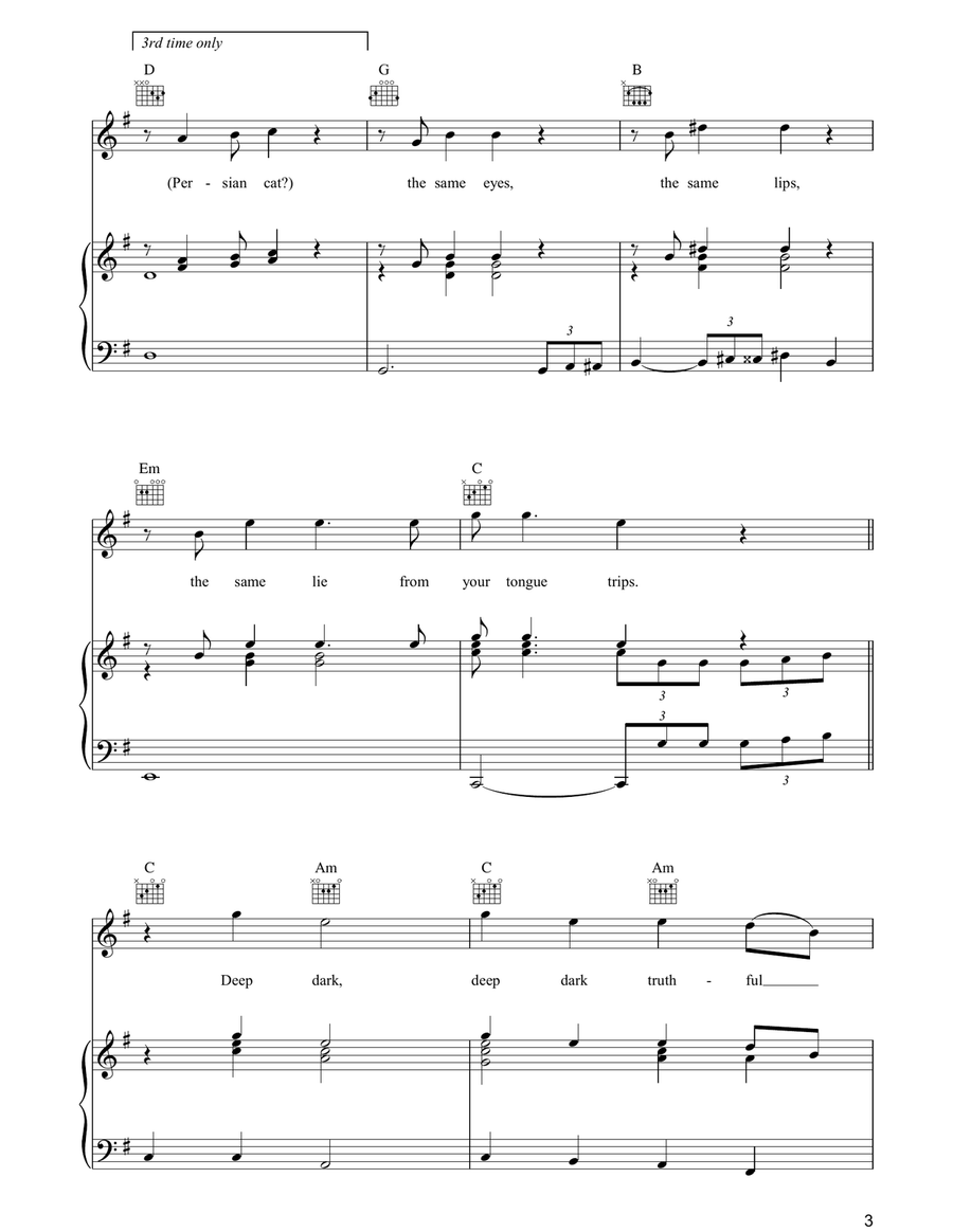 Deep Dark Truthful Mirror Piano, Vocal, Guitar scores gallery preview page 3