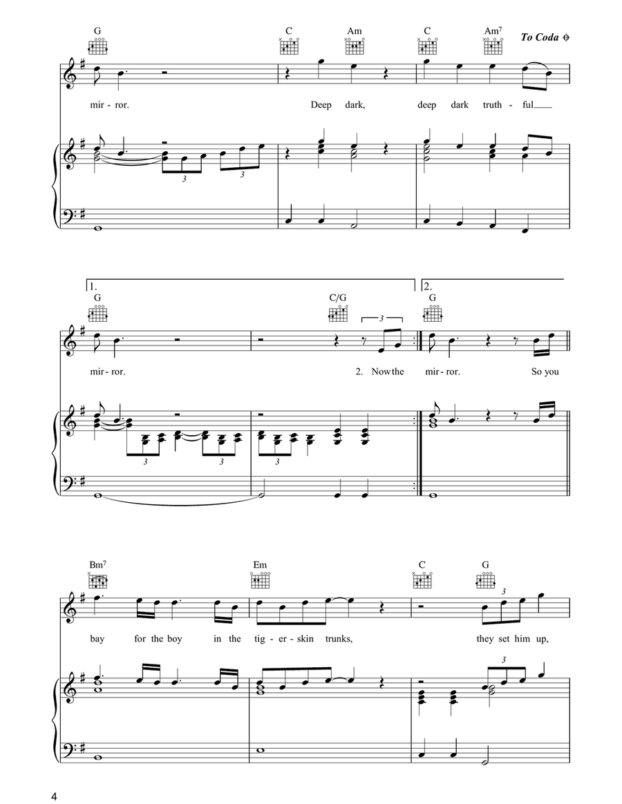 Deep Dark Truthful Mirror Piano, Vocal, Guitar scores gallery preview page 4