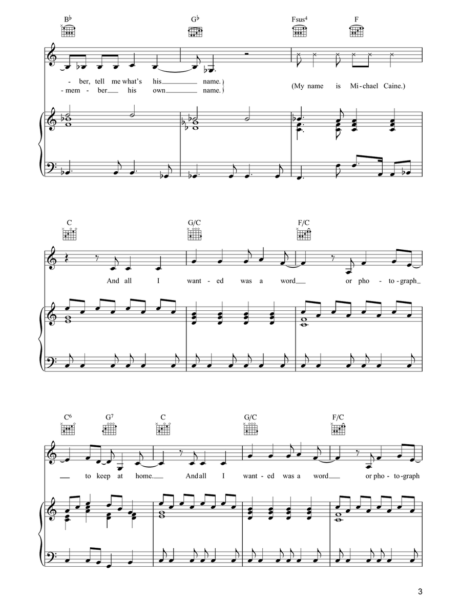 Michael Caine Michael Caine Piano, Vocal, Guitar scores gallery preview page 3