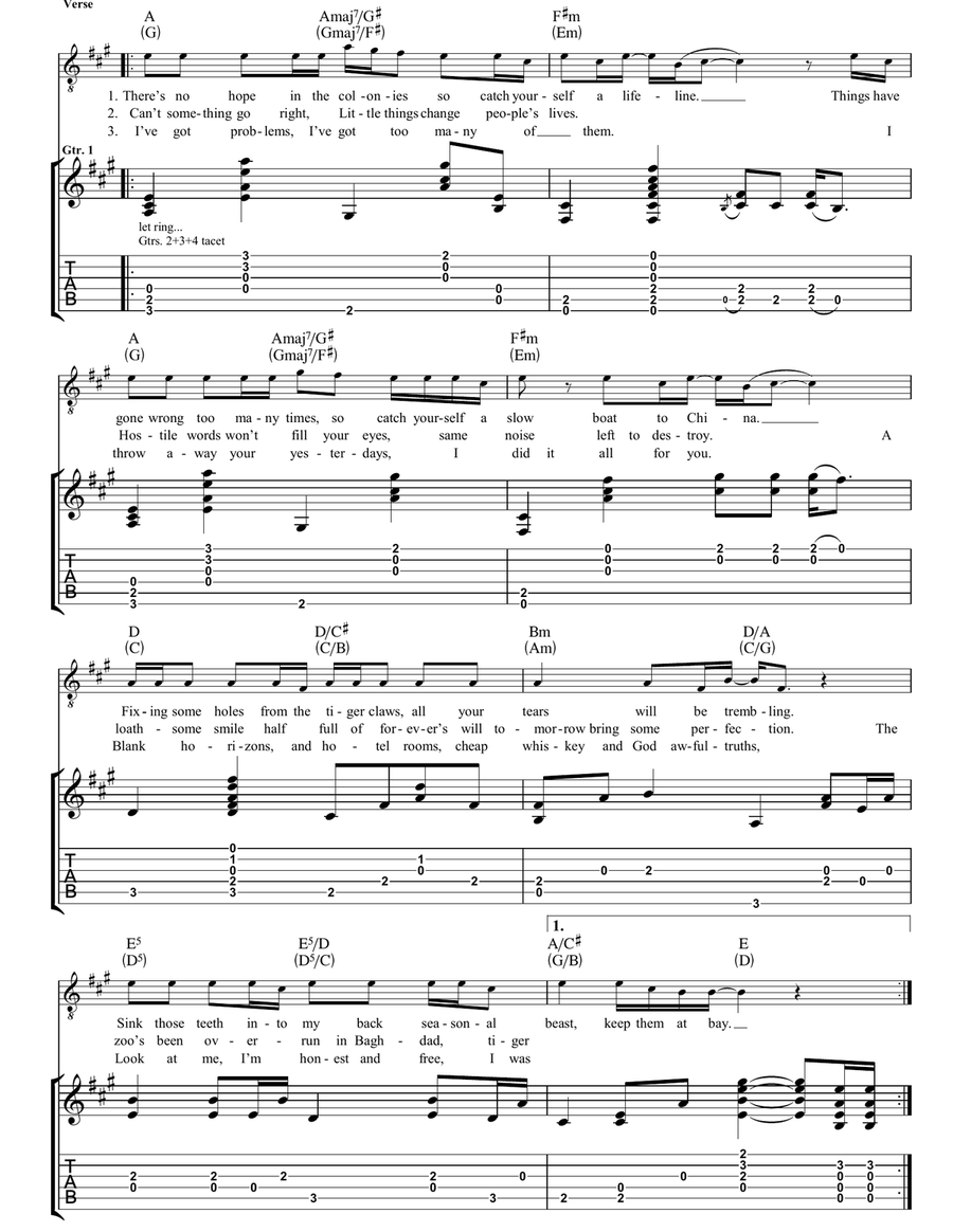 Send Away The Tigers Send Away The Tigers Guitar Tablature scores gallery preview page 2