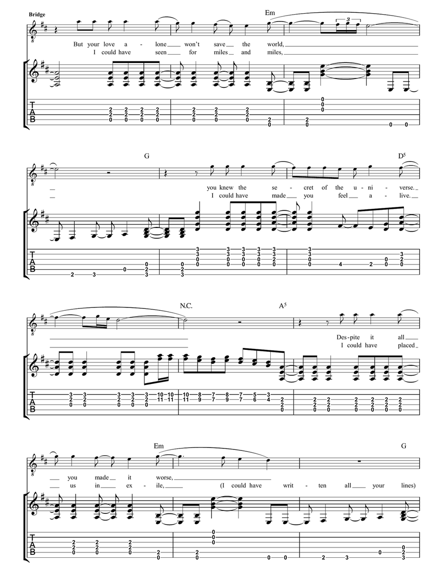 Your Love Alone Is Not Enough Guitar Tablature scores gallery preview page 3