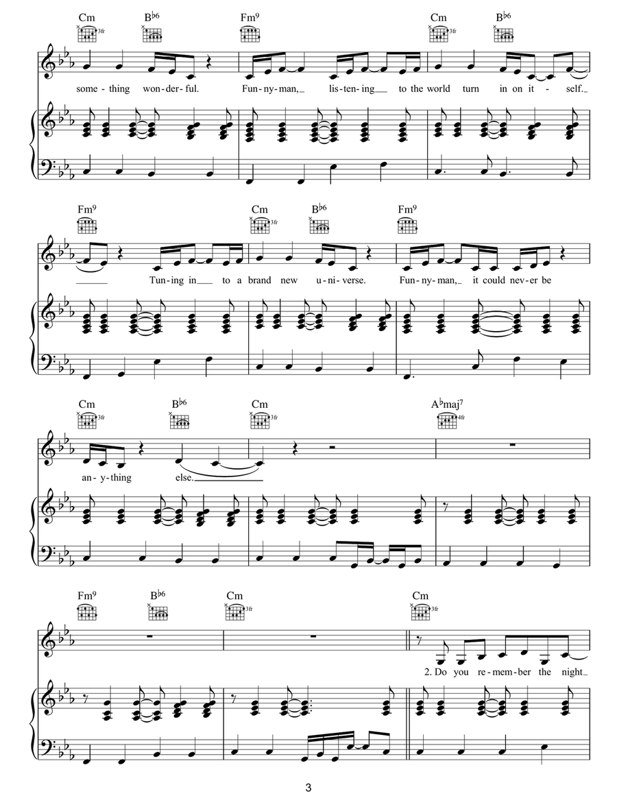 Funnyman Funnyman Piano, Vocal, Guitar scores gallery preview page 3