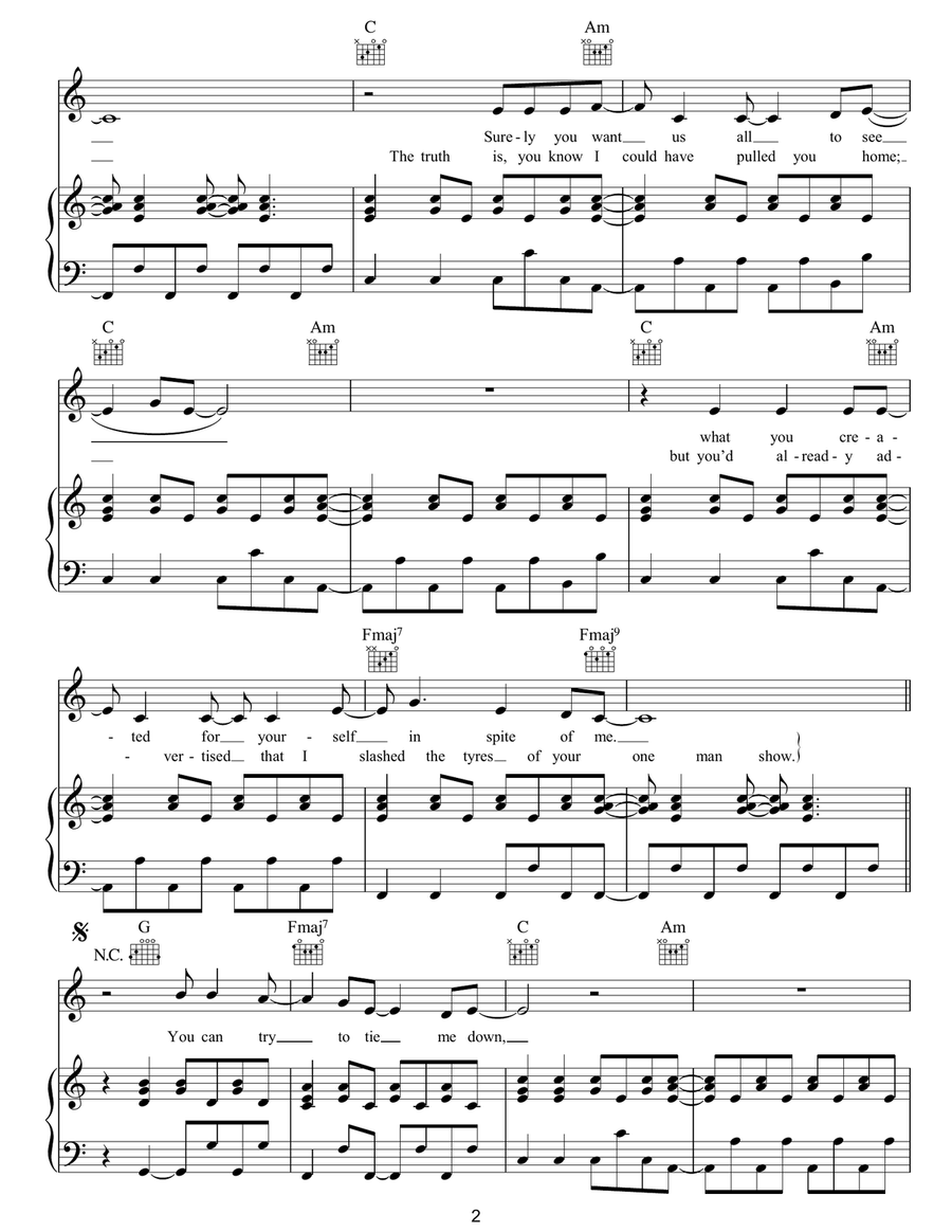 I Don't Want You Now I Don't Want You Now Piano, Vocal, Guitar scores gallery preview page 2