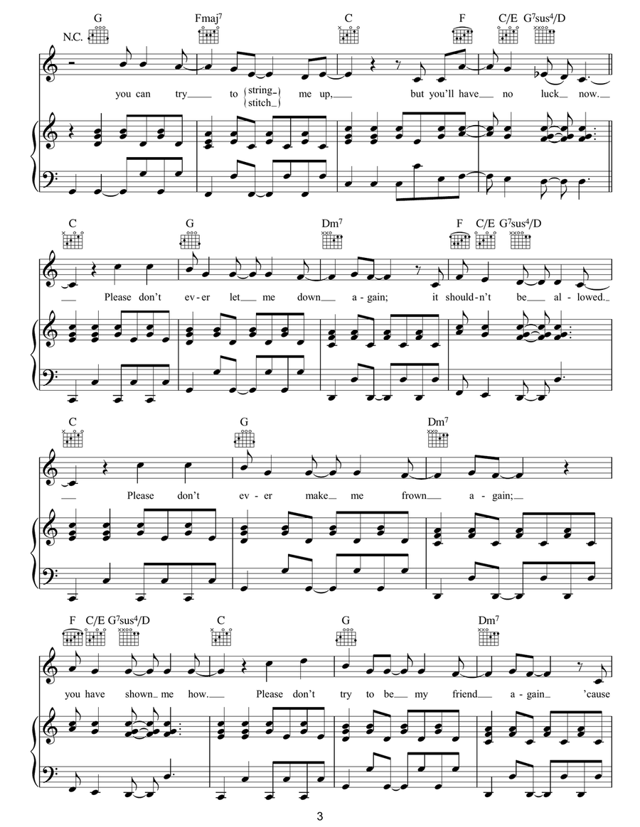 I Don't Want You Now I Don't Want You Now Piano, Vocal, Guitar scores gallery preview page 3