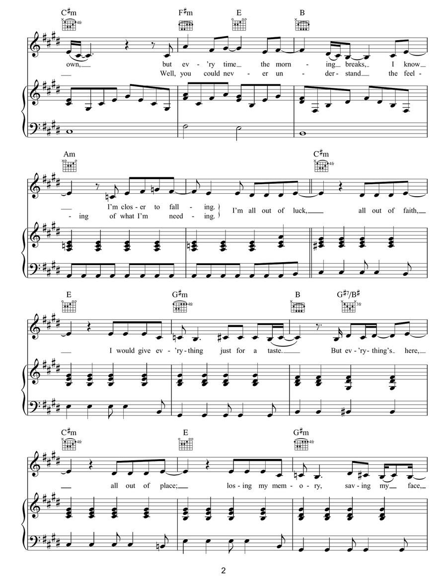 Saving My Face Saving My Face Piano, Vocal, Guitar scores gallery preview page 2