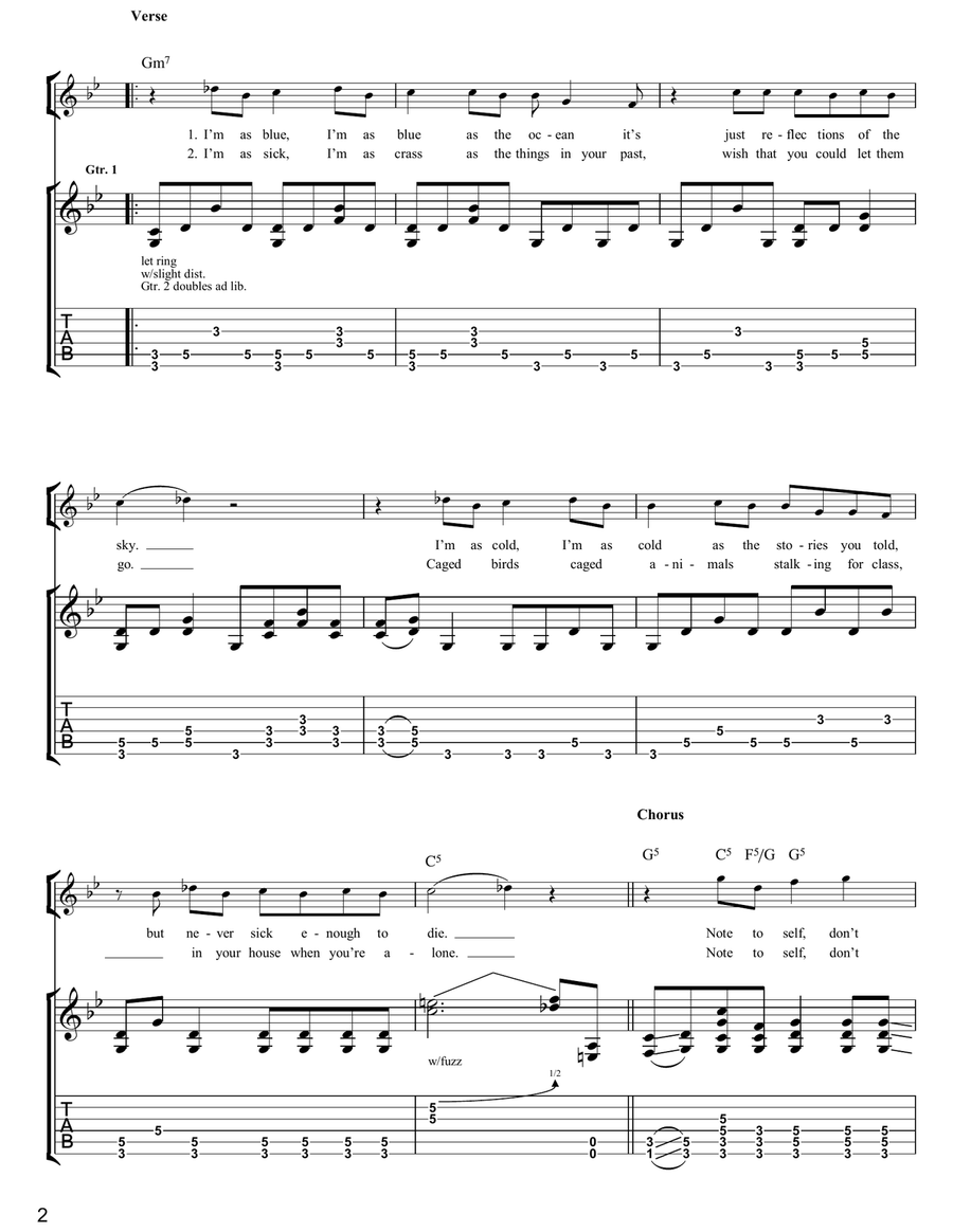 Note To Self: Don't Die Note To Self: Don't Die Guitar Tablature scores gallery preview page 2