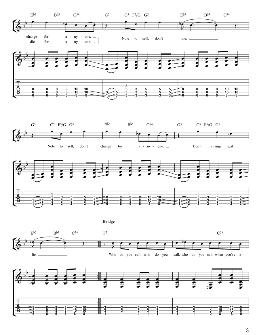 Note To Self: Don't Die Note To Self: Don't Die Guitar Tablature scores gallery preview page 3