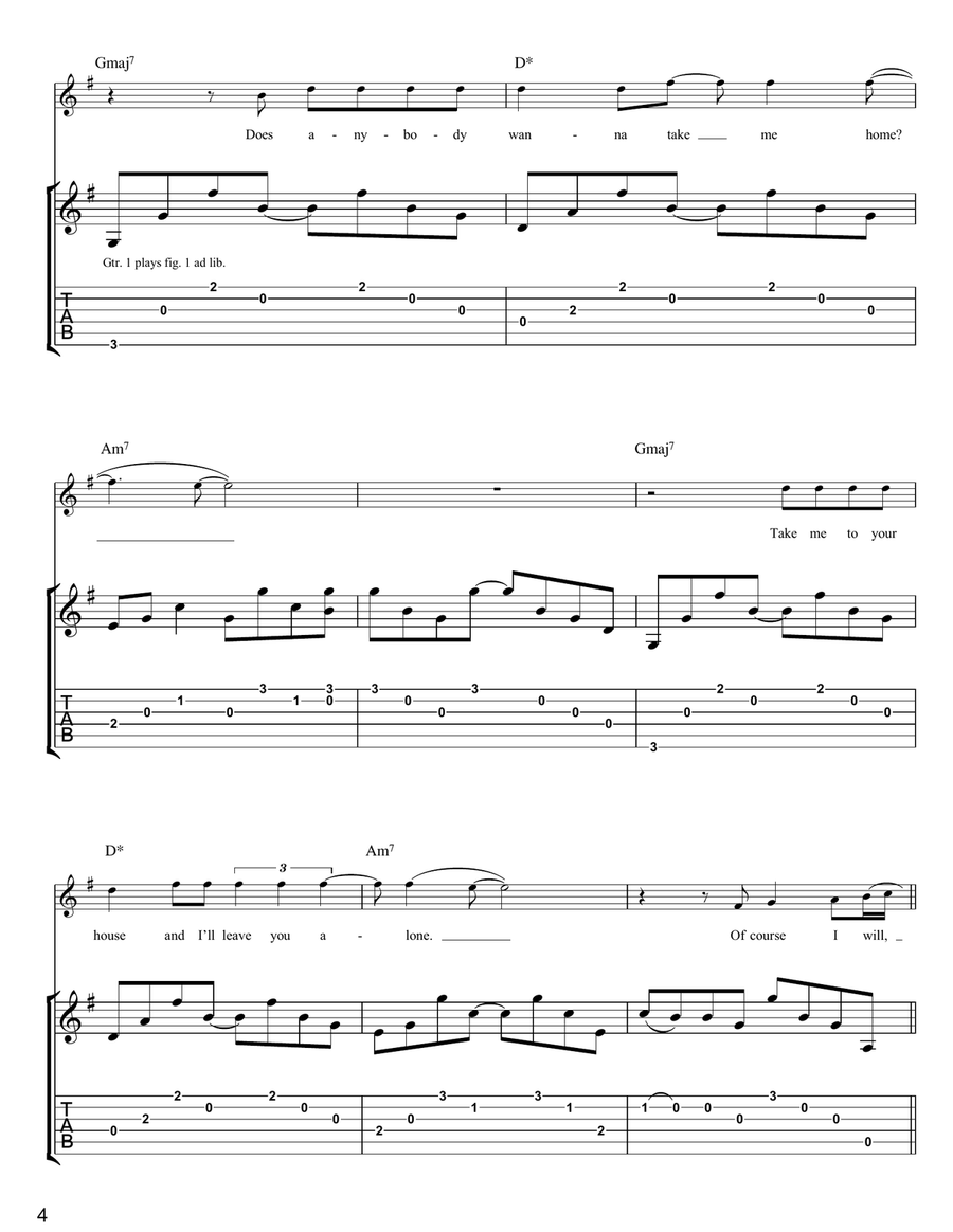 Anybody Wanna Take Me Home Guitar Tablature scores gallery preview page 4